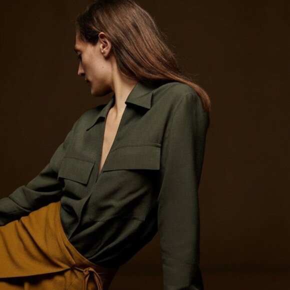 ZARA WOMAN STUDIO Shirt with Pockets Size M New With Tags $119 - Picture 6 of 12